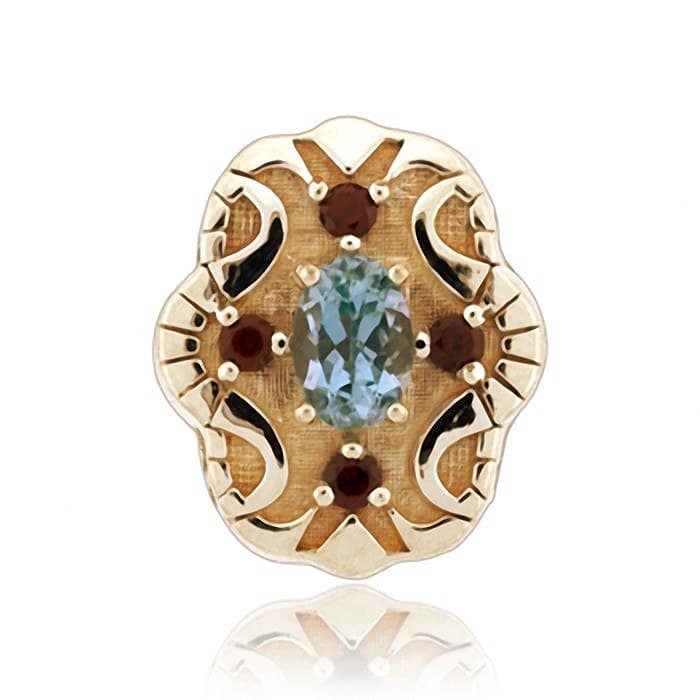 SL633 14kt Yellow Gold Aquamarine and Garnet top