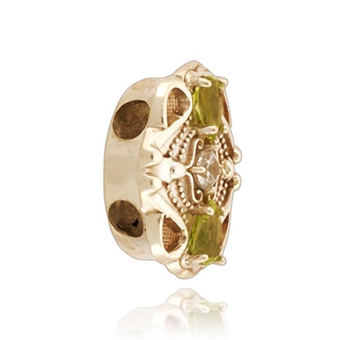 SL635 14kt Yellow Gold Cubic Zirconia and Peridot angle