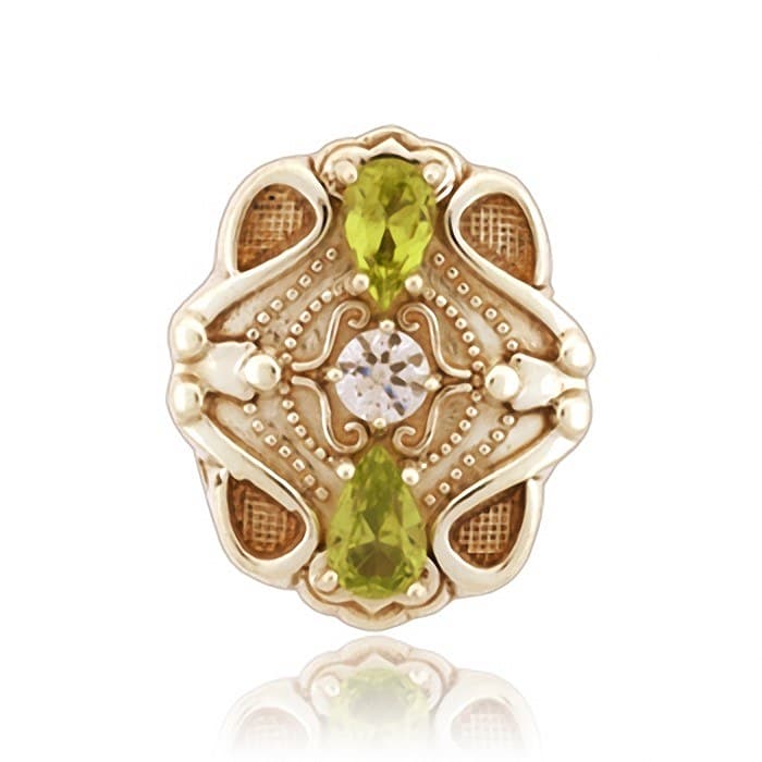 SL635 14kt Yellow Gold Cubic Zirconia and Peridot top