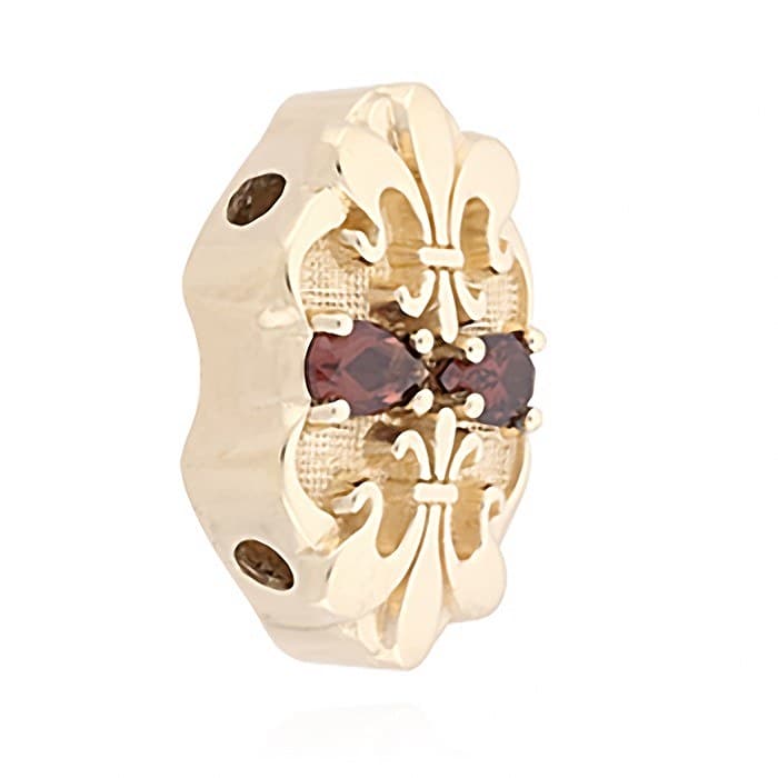 SL644 14kt Yellow Gold Garnet angle