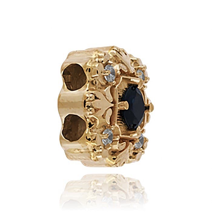SL653 14kt Yellow Gold London Blue Topaz and Diamond angle