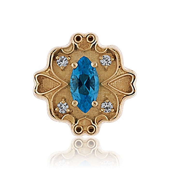 SL656 14kt Yellow Gold Swiss Blue Topaz and Diamond top