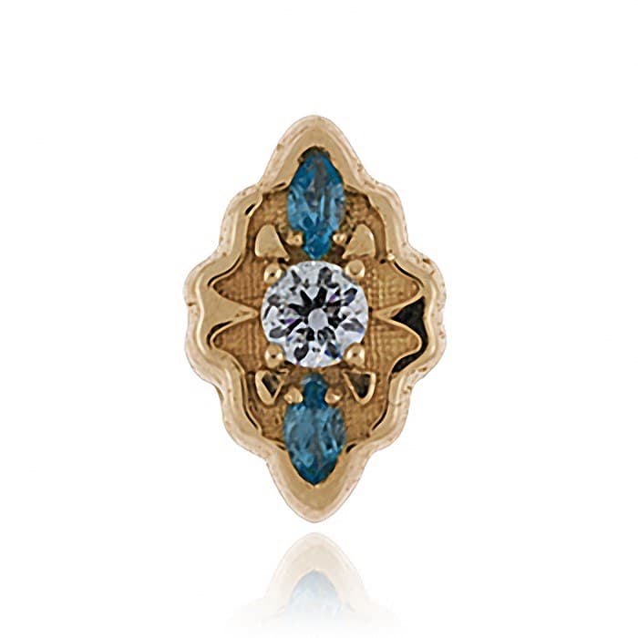 SL664 14kt Yellow Gold Diamond and Aquamarine top