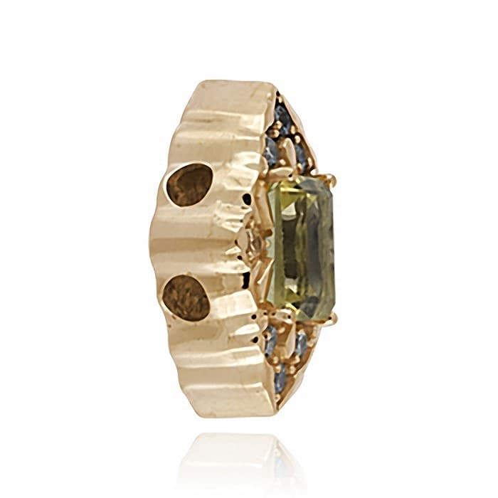 SL672 14kt Yellow Gold Peridot and Diamond angle