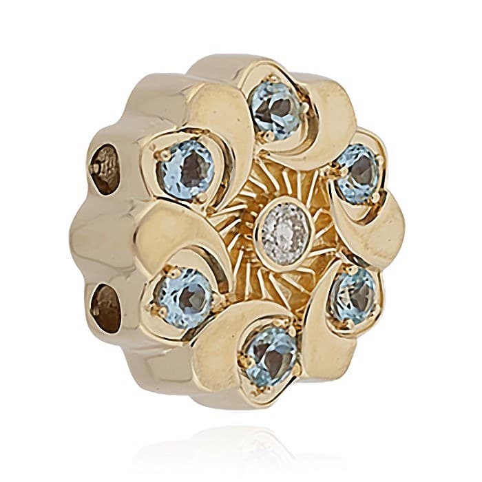 SL689 14kt Yellow Gold Diamond and Aquamarine angle