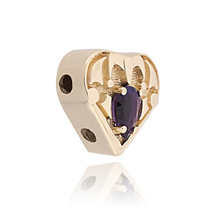 SL696 14kt Yellow Gold Amethyst angle