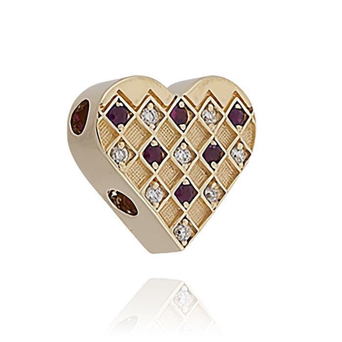 SL697 14kt Yellow Gold Diamond and Ruby angle