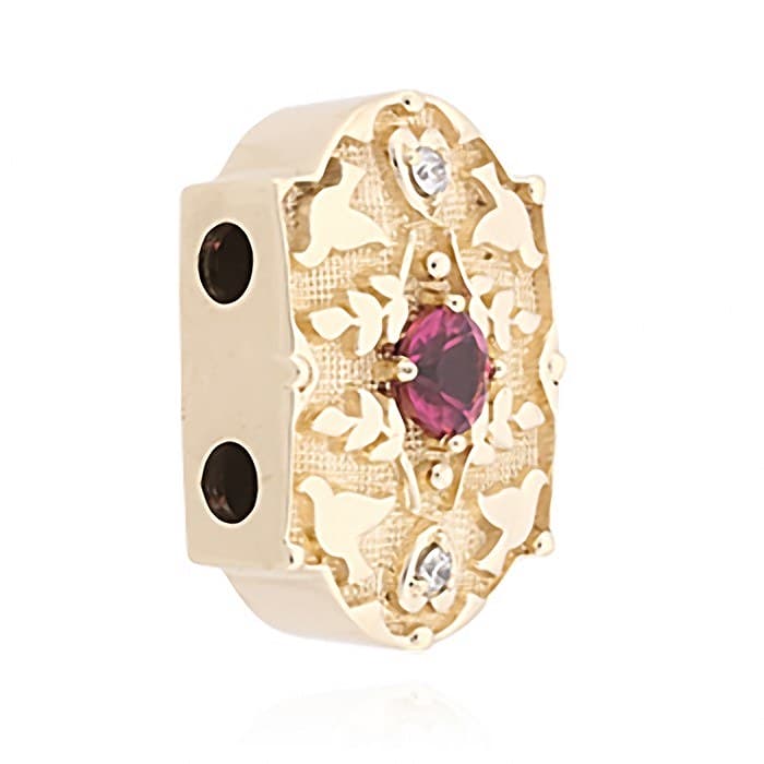 SL739 14kt Yellow Gold Pink Tourmaline and Diamond angle