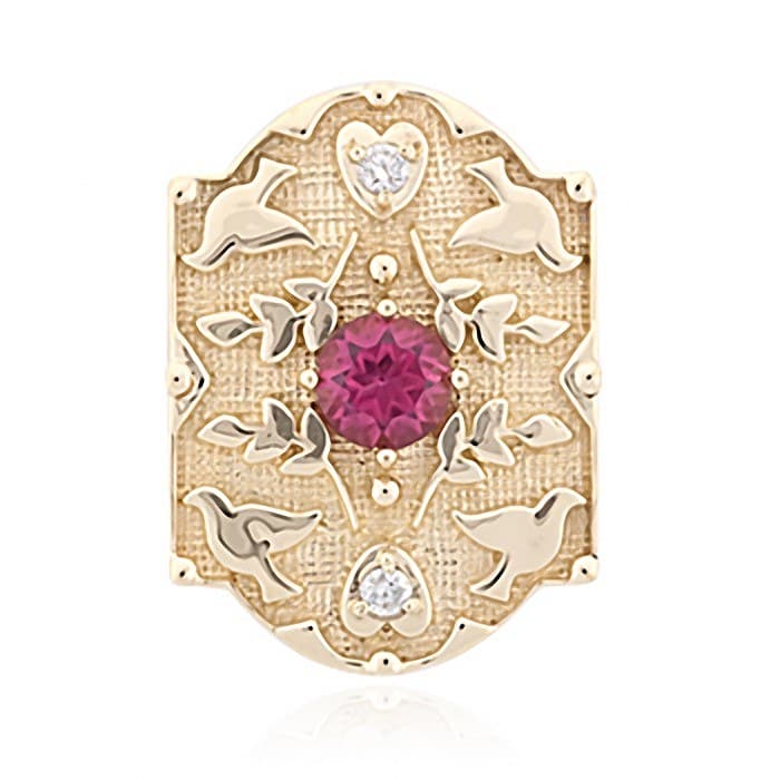 SL739 14kt Yellow Gold Pink Tourmaline and Diamond top