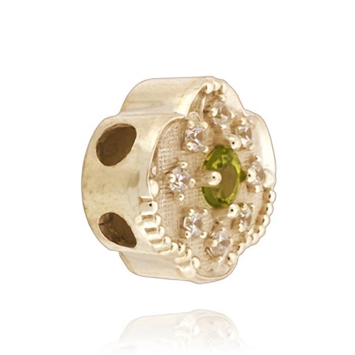SLBOE7 14kt Yellow Gold Peridot and Cubic Zirconia angle