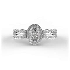 R0014 14kt White Gold Diamond and Diamond and Diamond top