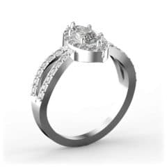 R0017 14kt White Gold Diamond and Diamond and Diamond side angle