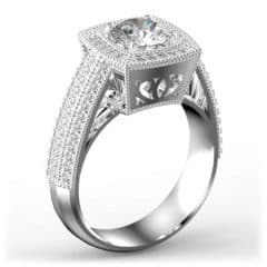 R0032 14kt White Gold Diamond and Diamond and Diamond side angle