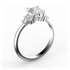 R0053 14kt White Gold Diamond and Diamond side angle