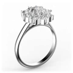 R0054 14kt White Gold Diamond and Diamond side angle