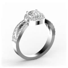 R0055 14kt White Gold Diamond and Diamond and Diamond side angle