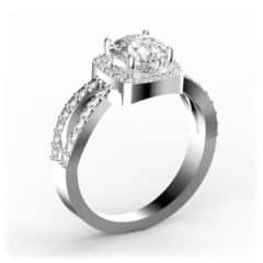 R0056 14kt White Gold Diamond and Diamond and Diamond side angle