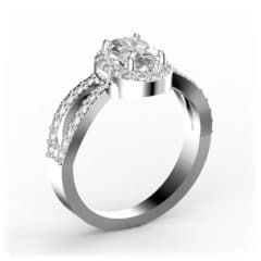 R0057 14kt White Gold Diamond and Diamond and Diamond side angle