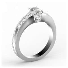 R0067 14kt White Gold Diamond and Diamond side angle