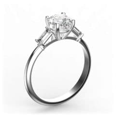 R0070 14kt White Gold Diamond and Diamond side angle