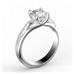 R0073 14kt White Gold Diamond and Diamond side angle