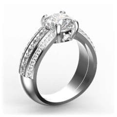 R0074 14kt White Gold Diamond and Diamond and Diamond and Diamond side angle