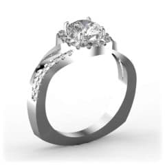 R0079 14kt White Gold Diamond and Diamond and Diamond side angle