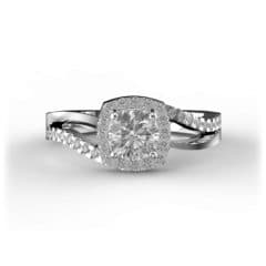 R0079 14kt White Gold Diamond and Diamond and Diamond top