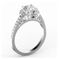 R0084 14kt White Gold Diamond and Diamond and Diamond side angle