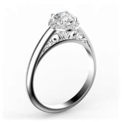 R0102 14kt White Gold Diamond and Diamond side angle