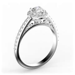 R0104 14kt White Gold Diamond and Diamond and Diamond side angle