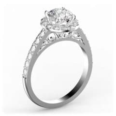 R0118 14kt White Gold Diamond and Diamond and Diamond side angle