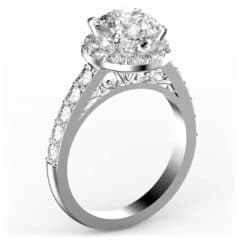 R0121 14kt White Gold Diamond and Diamond and Diamond side angle