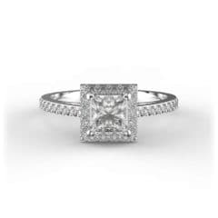 R0129 14kt White Gold Diamond and Diamond and Diamond top