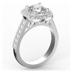 R0134 14kt White Gold Diamond and Diamond and Diamond side angle