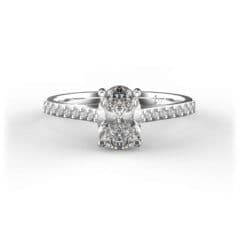 R0136 14kt White Gold Diamond and Diamond top