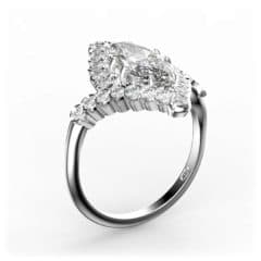 R2003 14kt White Gold Diamond and Diamond side angle