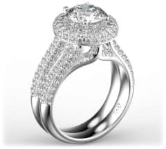 R2004 14kt White Gold Diamond and Diamond and Diamond side angle