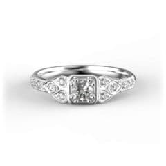 R2012 14kt White Gold Diamond and Diamond and Diamond top