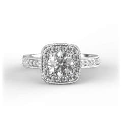 R2013 14kt White Gold Diamond and Diamond and Diamond top