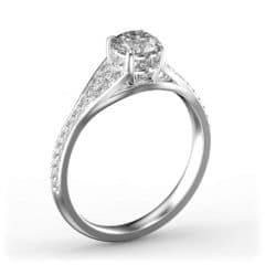 R2027 14kt White Gold Diamond and Diamond side angle