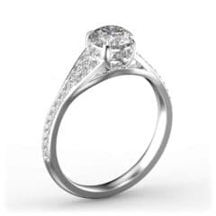 R2028 14kt White Gold Diamond and Diamond side angle