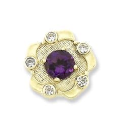 SL231 14kt Yellow Gold Amethyst and Diamond top