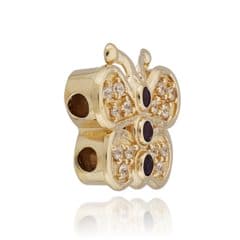 SL242 14kt Yellow Gold Amethyst and Diamond angle