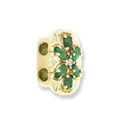 SL306 14kt Yellow Gold Diamond and Emerald and Emerald angle