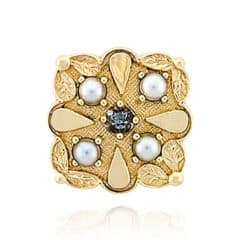 SL361 14kt Yellow Gold Aquamarine and Pearl top