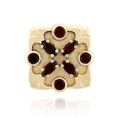 SL366 14kt Yellow Gold Garnet and Garnet top