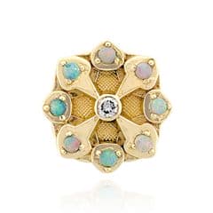 SL378 14kt Yellow Gold Diamond and Opal top
