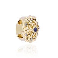 SL443 14kt Yellow Gold Blue Sapphire and Diamond angle