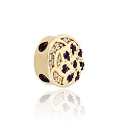 SL461 14kt Yellow Gold Amethyst and Diamond angle